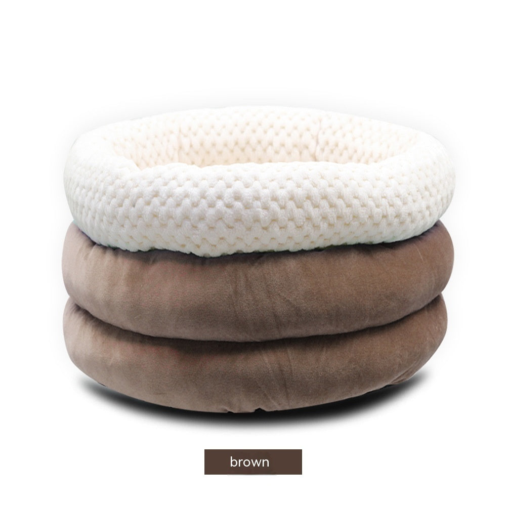 Round Ice Velvet Pet Deep Sleep Bed