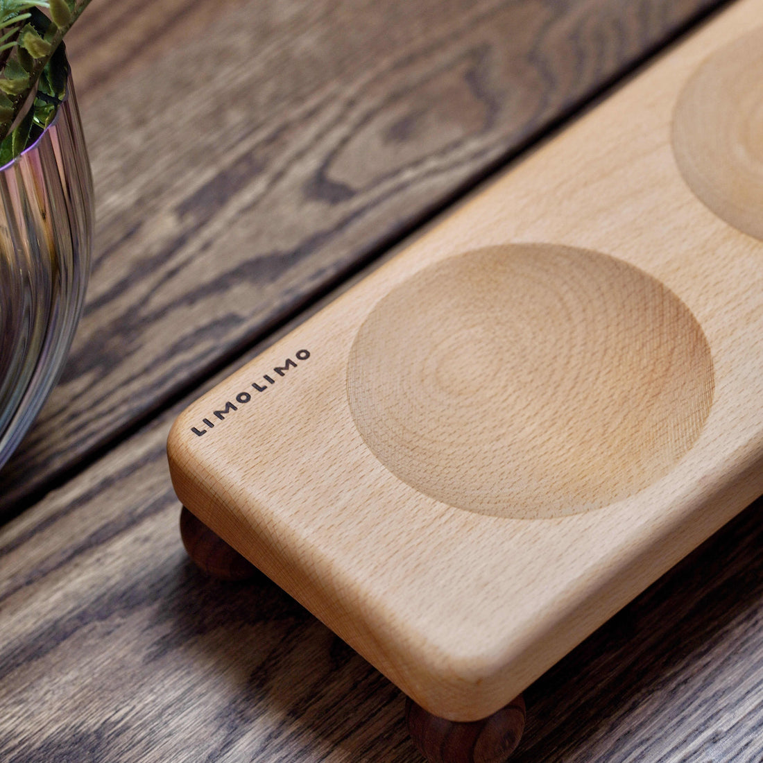Solid Wood Cat Ceramic Feeding Bowl