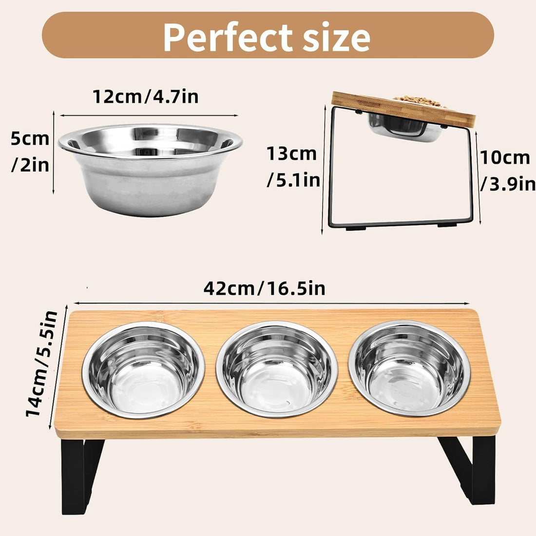 Pet Feeding Rack Iron Wood Combined With Cat Bowl Rack