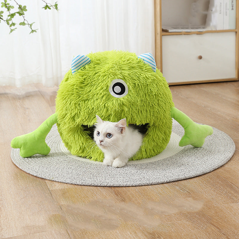 Washable Fluffy Round Bed Non Slip Calming Soft Cushion