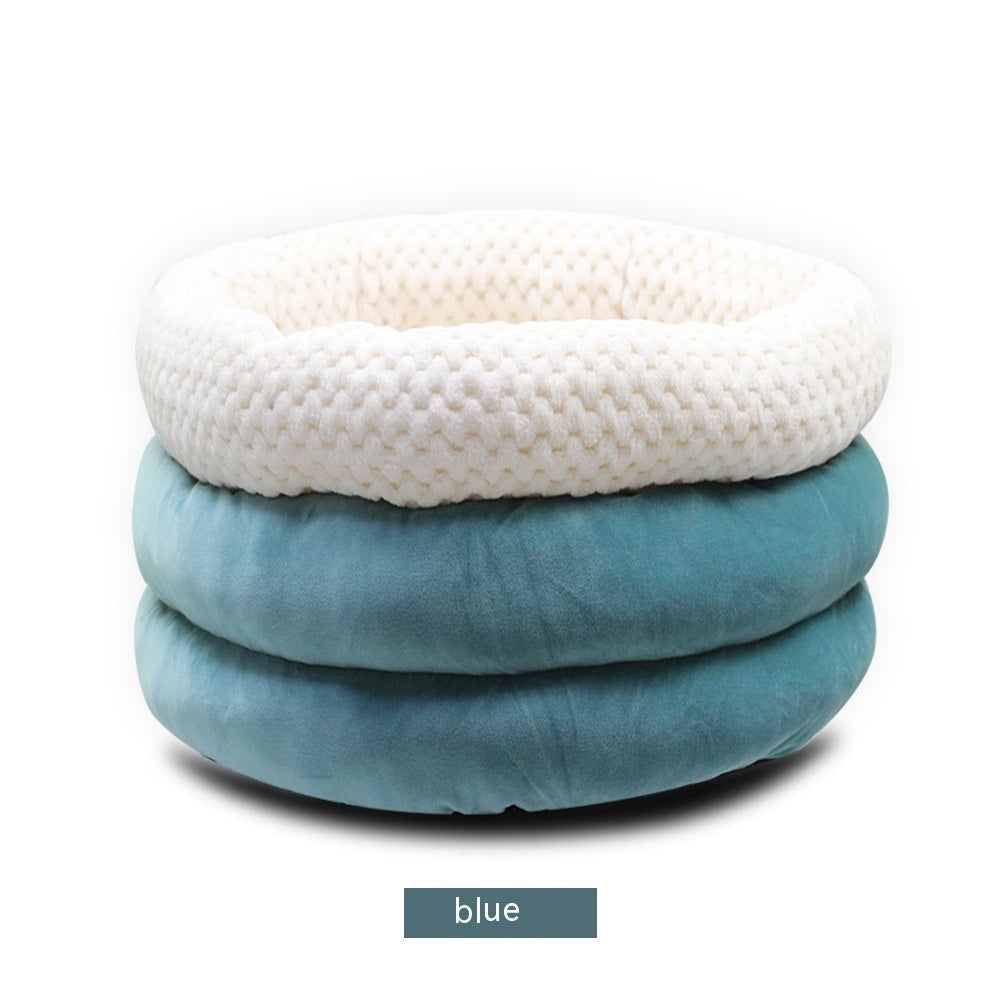 Round Ice Velvet Pet Deep Sleep Bed