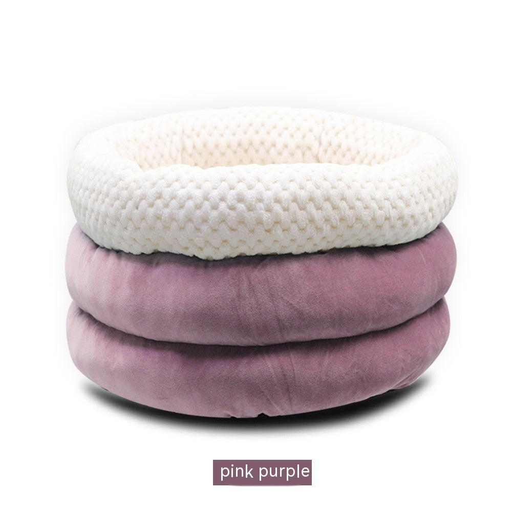 Round Ice Velvet Pet Deep Sleep Bed