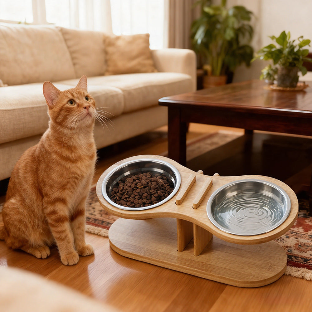 Adjustable Tilted Pet Stand With Feeding Bowl