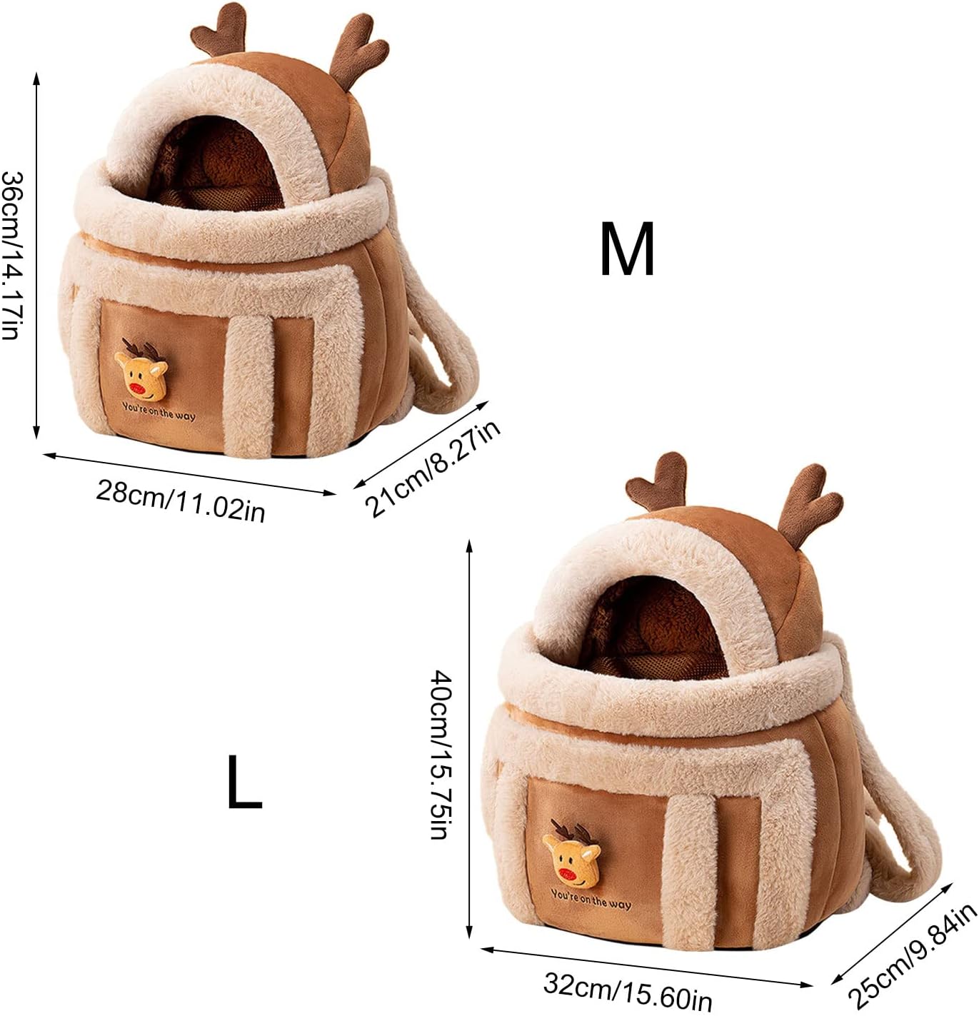 Pet Winter Outdoor Carriers Plush Reindeer Bag