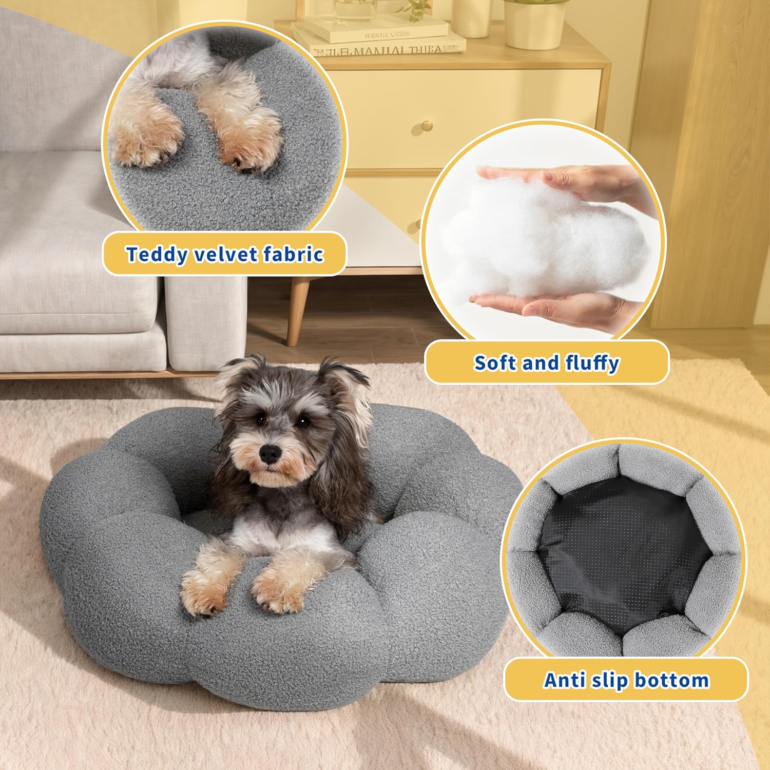 Calming Cat Beds For Indoor Fluffy Flower Bed