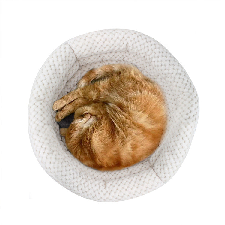 Round Ice Velvet Pet Deep Sleep Bed