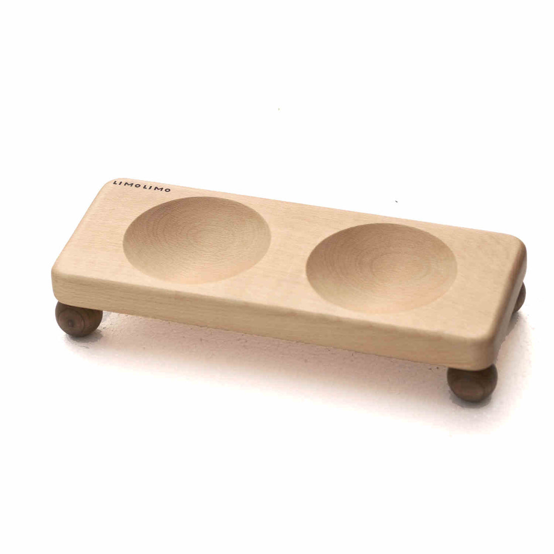 Solid Wood Cat Ceramic Feeding Bowl