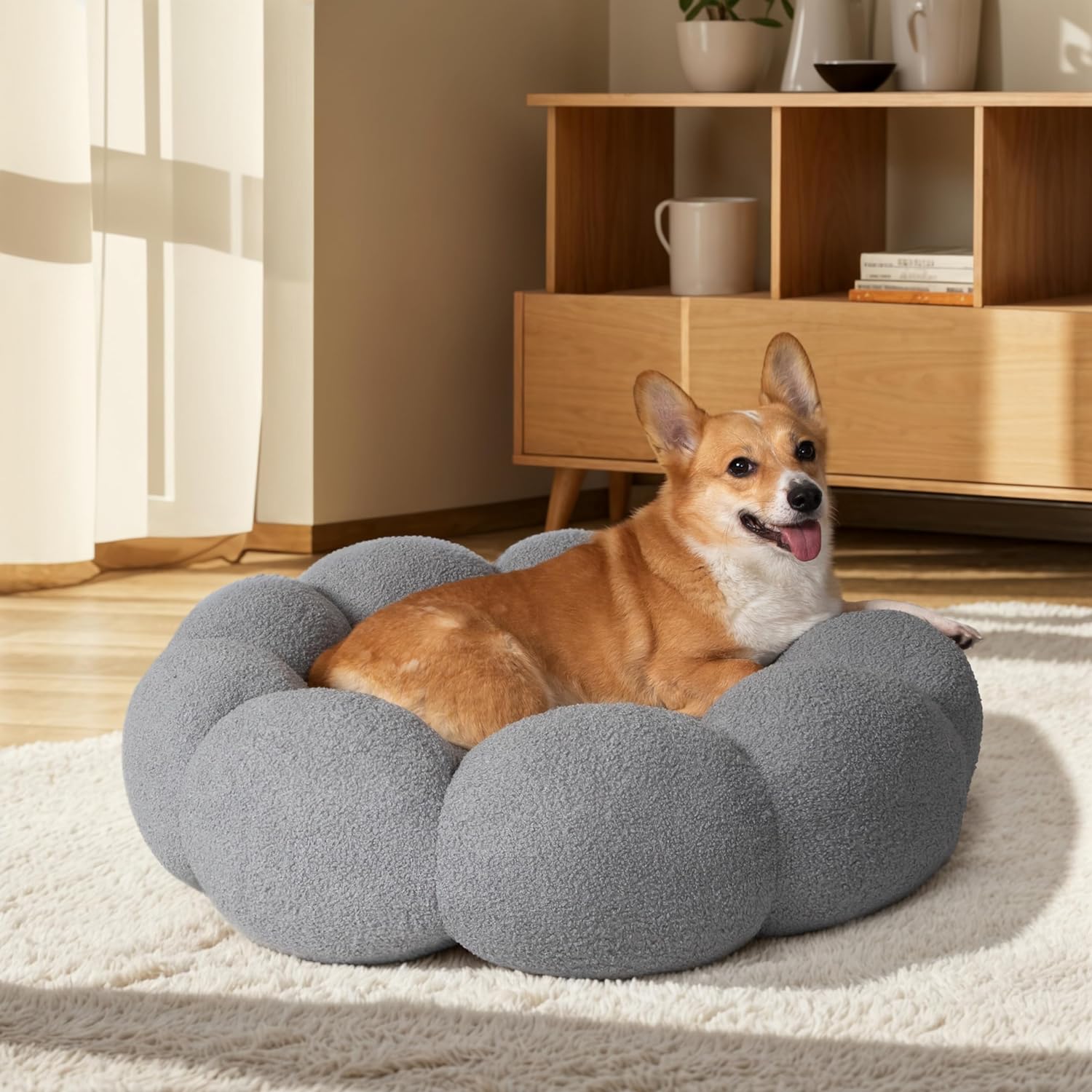 Calming Cat Beds For Indoor Fluffy Flower Bed
