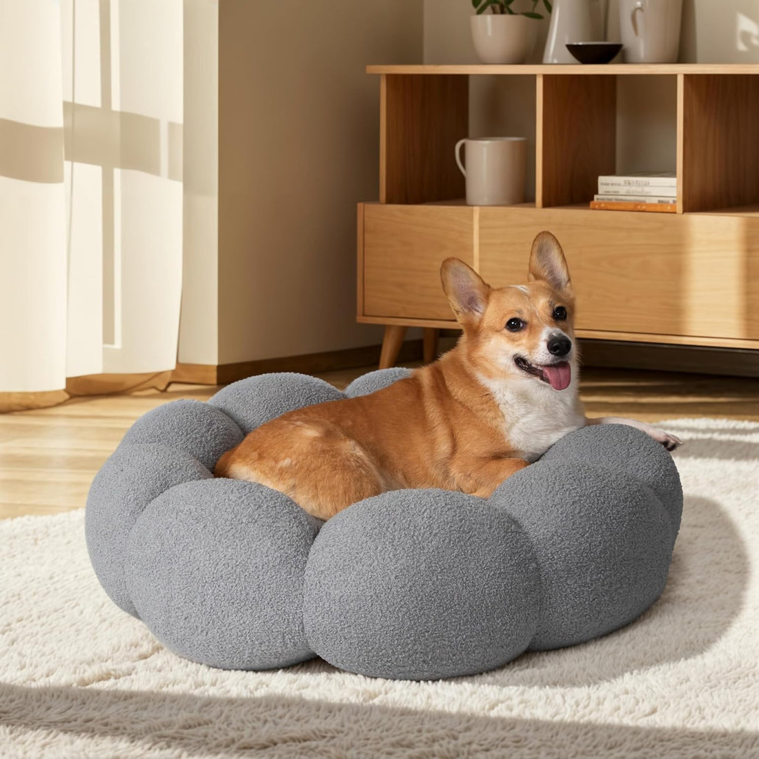 Calming Cat Beds For Indoor Fluffy Flower Bed
