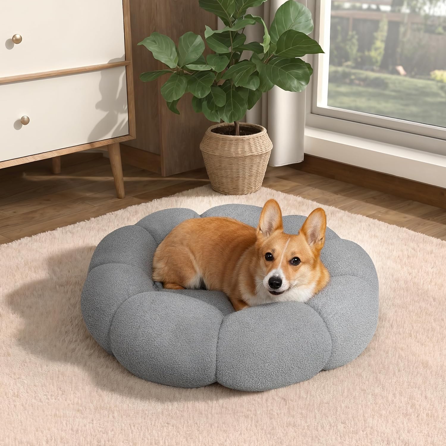 Calming Cat Beds For Indoor Fluffy Flower Bed