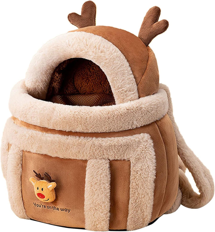 Pet Winter Outdoor Carriers Plush Reindeer Bag