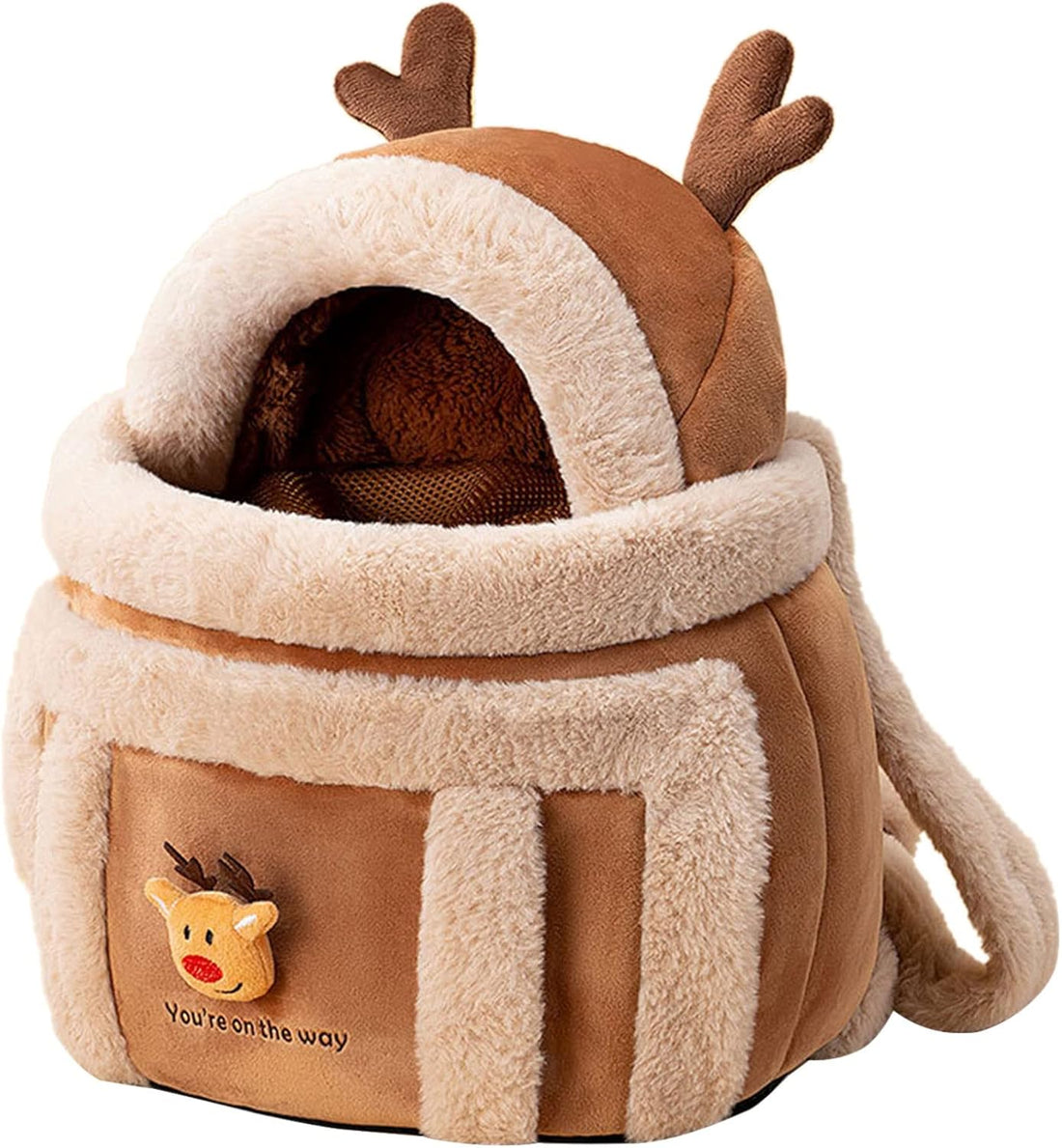 Pet Winter Outdoor Carriers Plush Reindeer Bag
