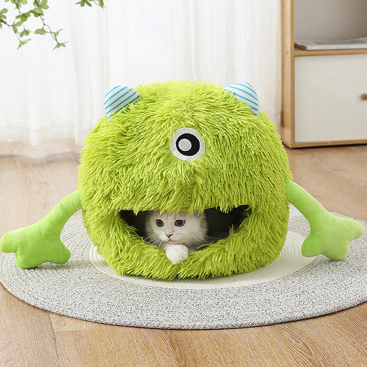 Washable Fluffy Round Bed Non Slip Calming Soft Cushion
