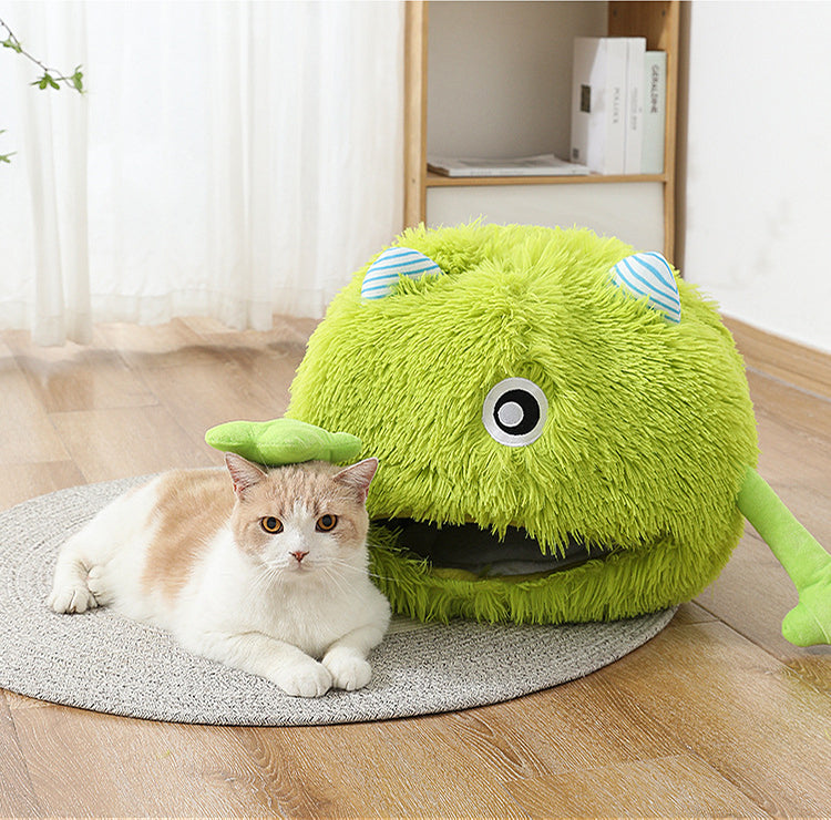 Washable Fluffy Round Bed Non Slip Calming Soft Cushion