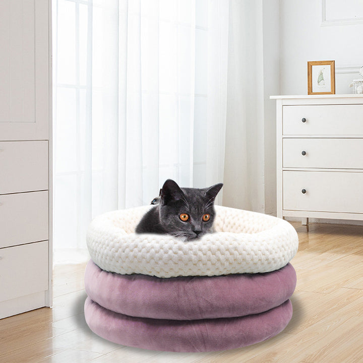Round Ice Velvet Pet Deep Sleep Bed
