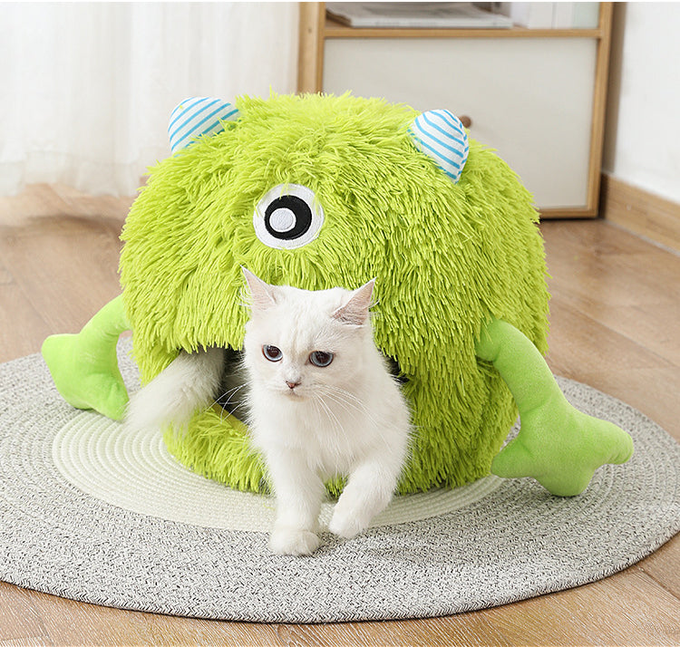Washable Fluffy Round Bed Non Slip Calming Soft Cushion
