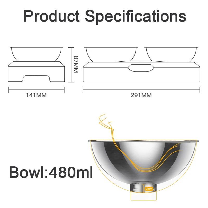Stainless Steel Cat Dog Food And Water Bowls