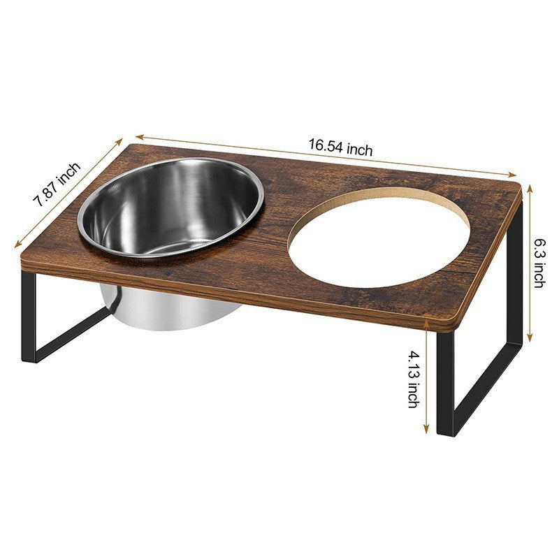 Pet Feeding Rack Iron Wood Combined With Cat Bowl Rack