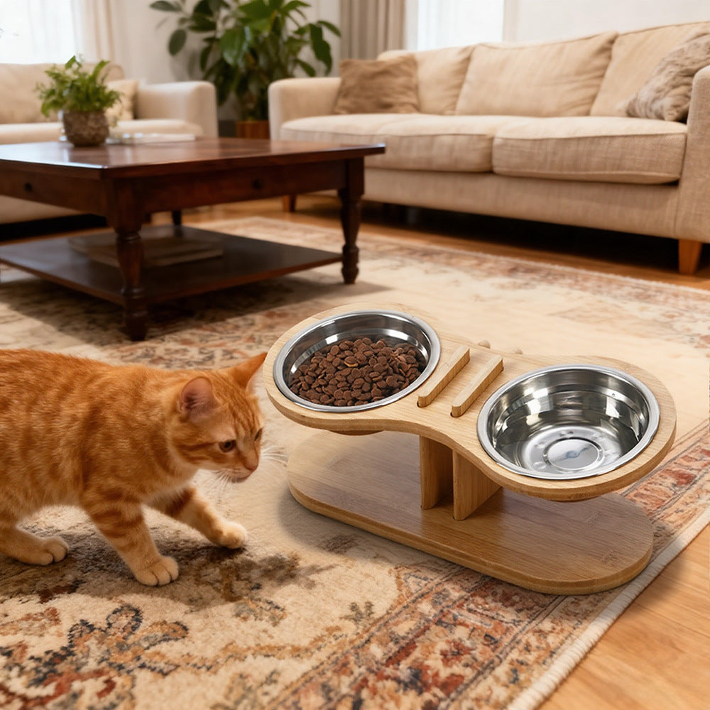 Adjustable Tilted Pet Stand With Feeding Bowl